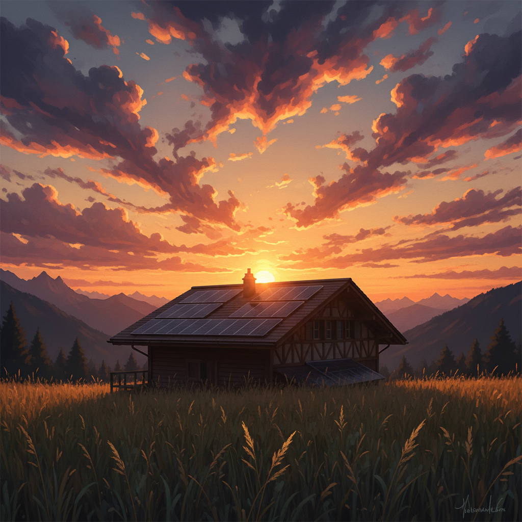 Solarpanels auf Einfamilienhaus in der Schweiz